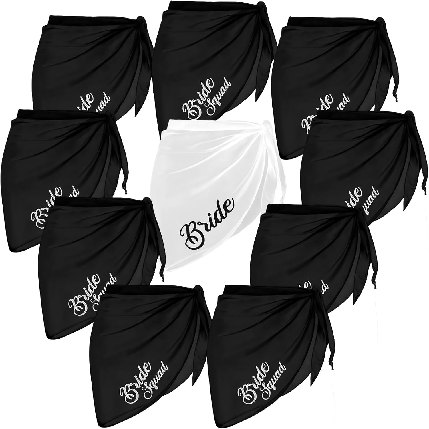 Jiuguva 10 Pcs Bride Bikini Cover up Bridesmaid Sarong Women Bathing