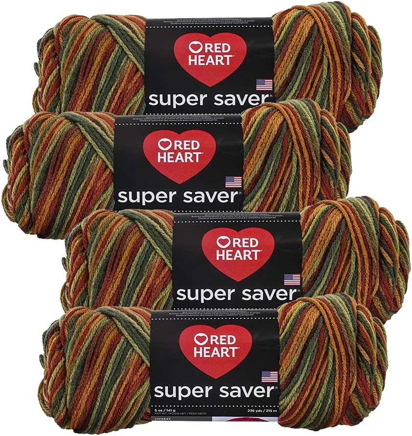 Red Heart Super Saver Yarn (4-Pack of 5oz Skeins) (Fall)