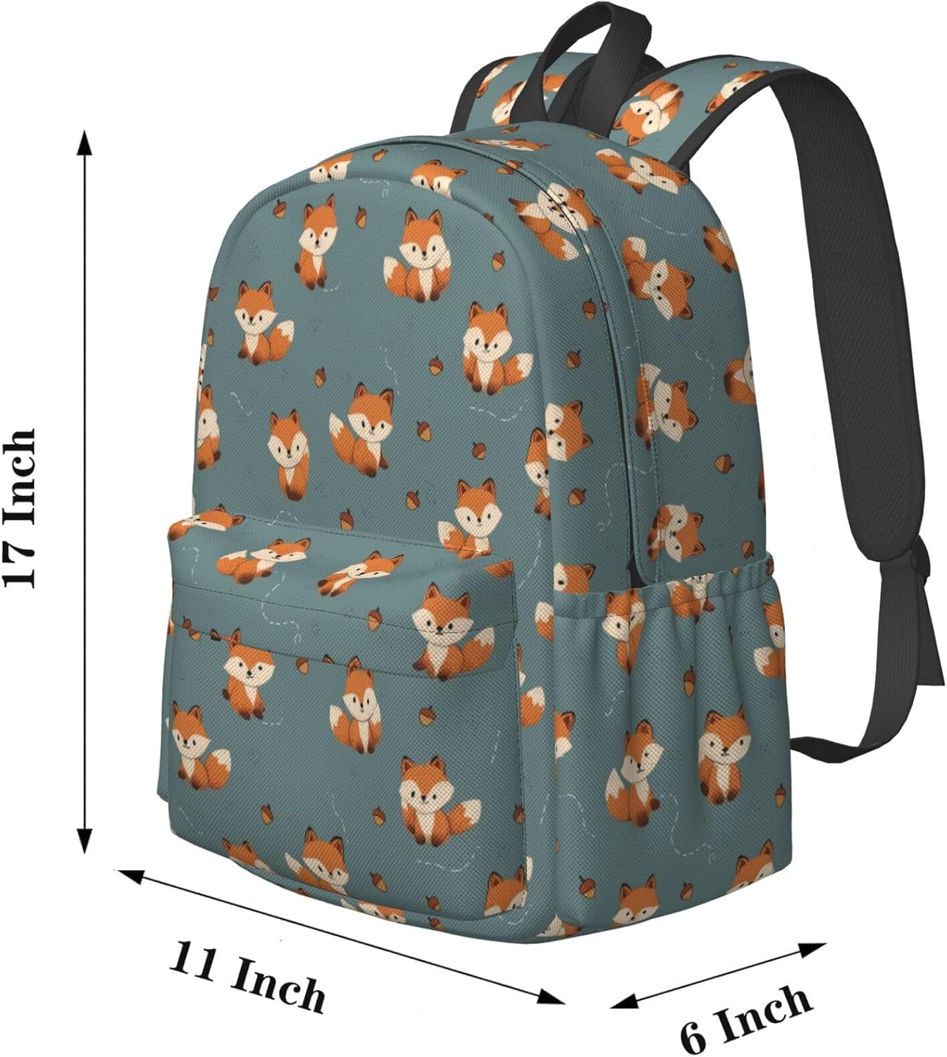 KiuLoam 17 Inch Backpack Cute Baby Fox Pine Cone Laptop Backpack Shoulder Bag School Bookbag Casual Daypack