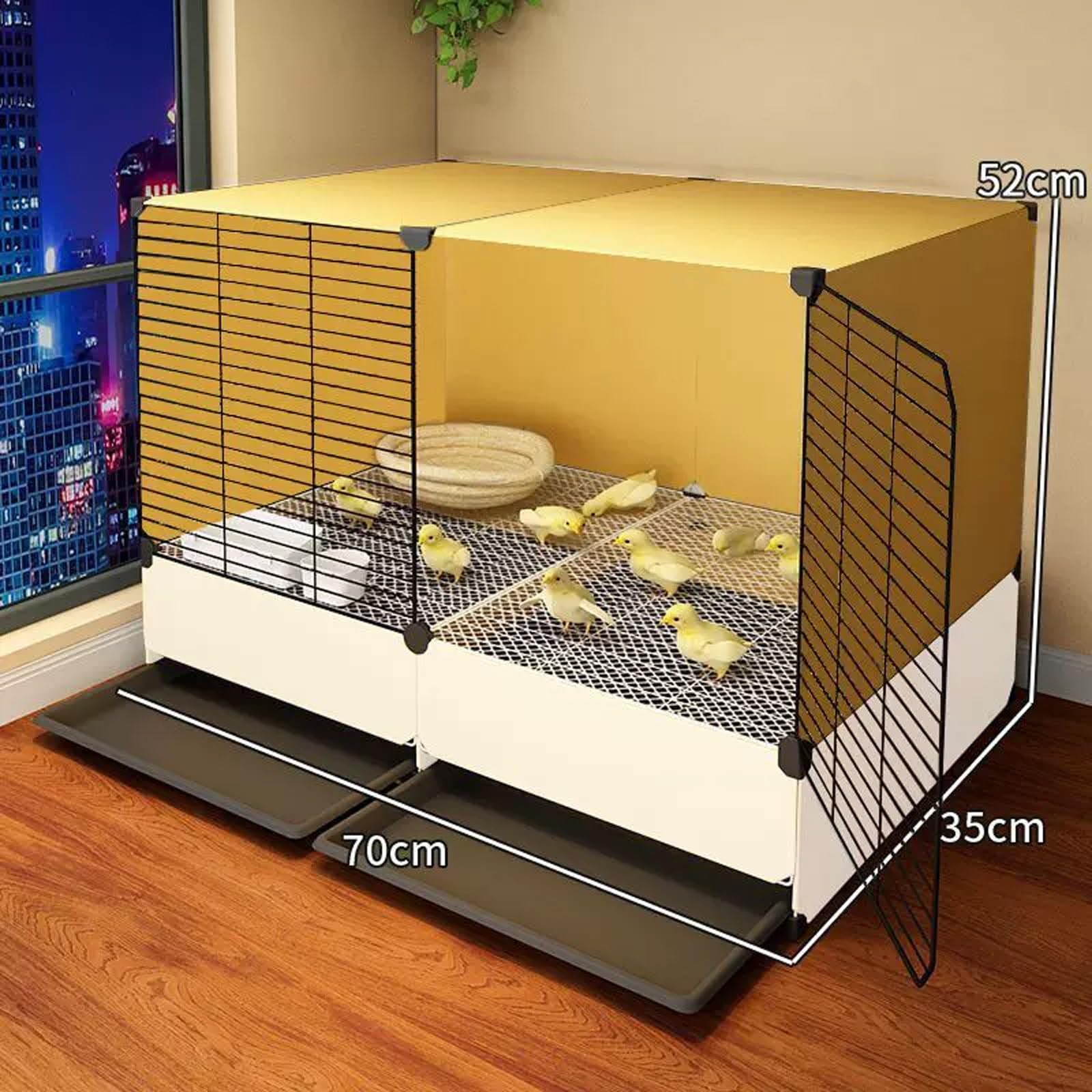 Jaula para Gallinas con Bandeja Extraíble Gallinero Corral Interior para Cría De Aves Fácil De Limpiar para Pollitos Patitos Conejos Aves De Corral También Se Puede Utilizar(Yellow,70x35x52cm)