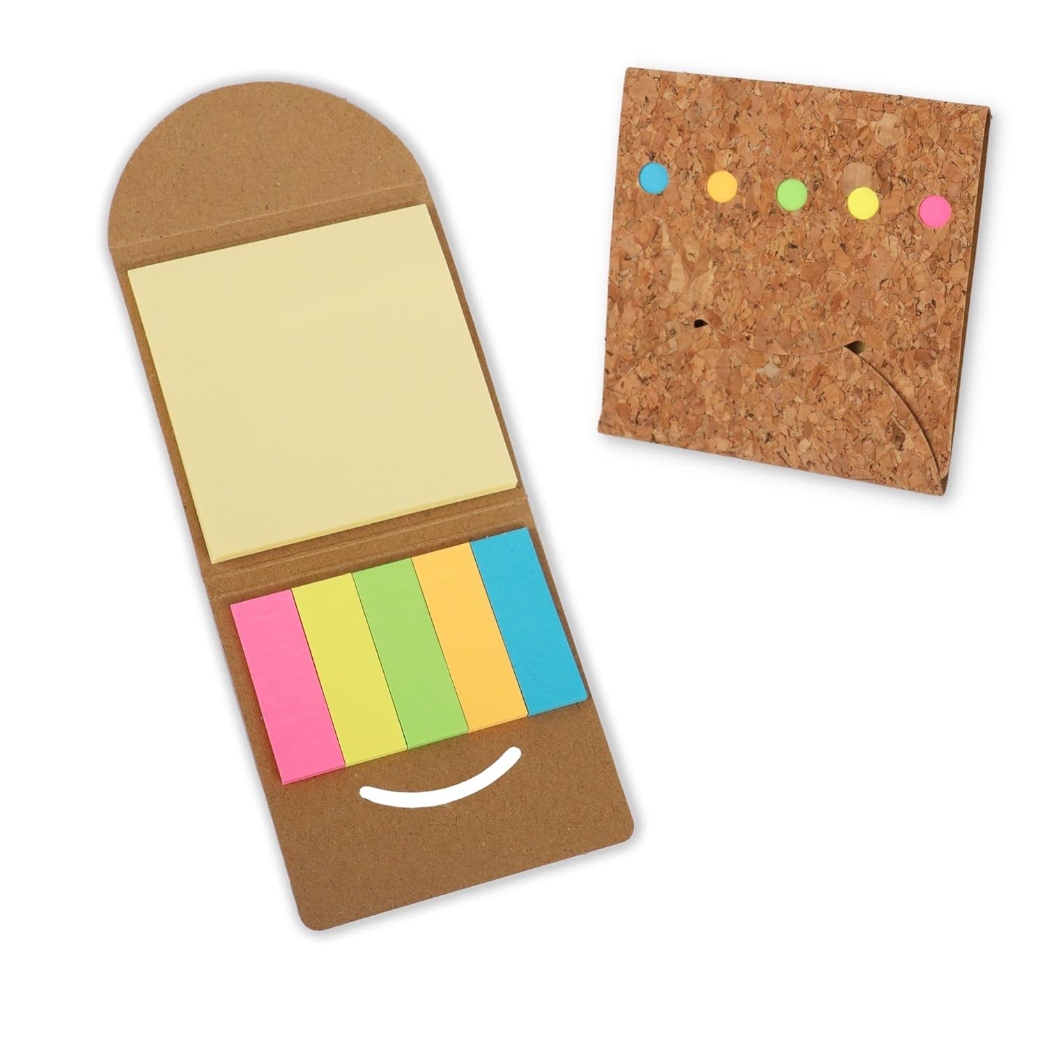 Soothings 3 Pocket Smily Cork Sticky Notepad and Strips Sticky