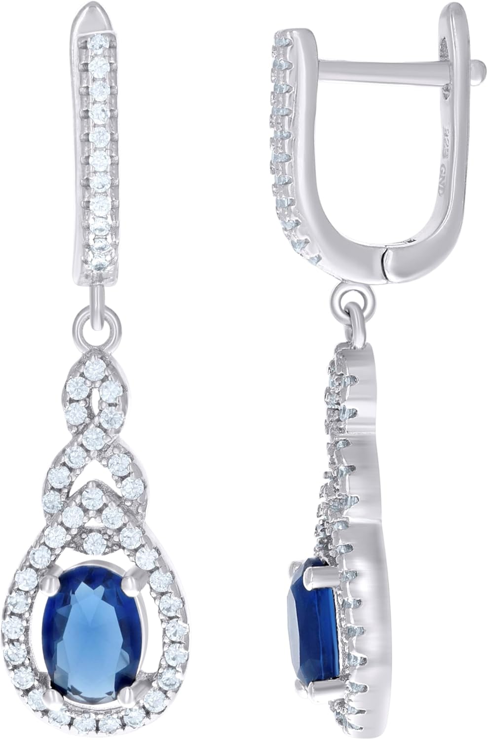 Sterling Silver Womens Cubic Zirconia Tear Drop Dangle Earrings