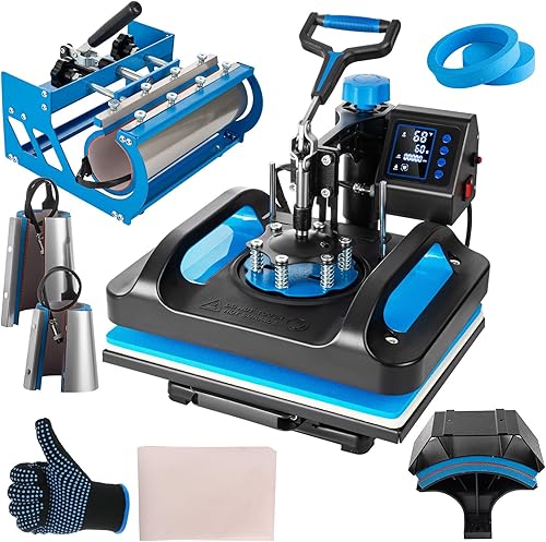 Topdeep Prensa de calor profesional de 15 x 12 pulgadas, máquina de prensa de calor 8 en 1 con prensa de vasos de 30 onzas, máquina de prensado de