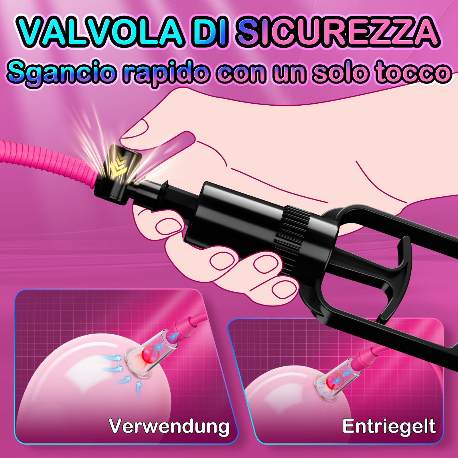Sex Toys Succhia Clitoride per Donna - Manuali per Capezzoli Pussy Pump Succhia Clitoride con 5 Ventose, Stimolatore di Capezzoli e Clitoride per Donne e Coppie per Migliorare il Piacere Della Coppia