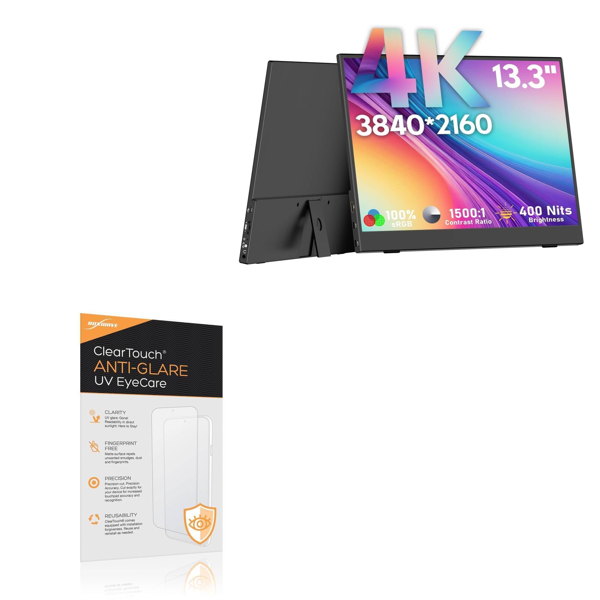 BoxWave Screen Protector Compatible With OUNSHLI Portable Monitor Touchscreen (13.3 in) - ClearTouch Anti-Glare Anti-UV EyeCare (2-Pack), Filters out Harmful Blue Light Reduce Fatigue