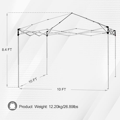 Miniatura 2 de Smartxchoices Tienda de campaña desplegable de 10 x 10 pies, toldo plegable instantáneo para exteriores con bolsa de transporte con ruedas, 4
