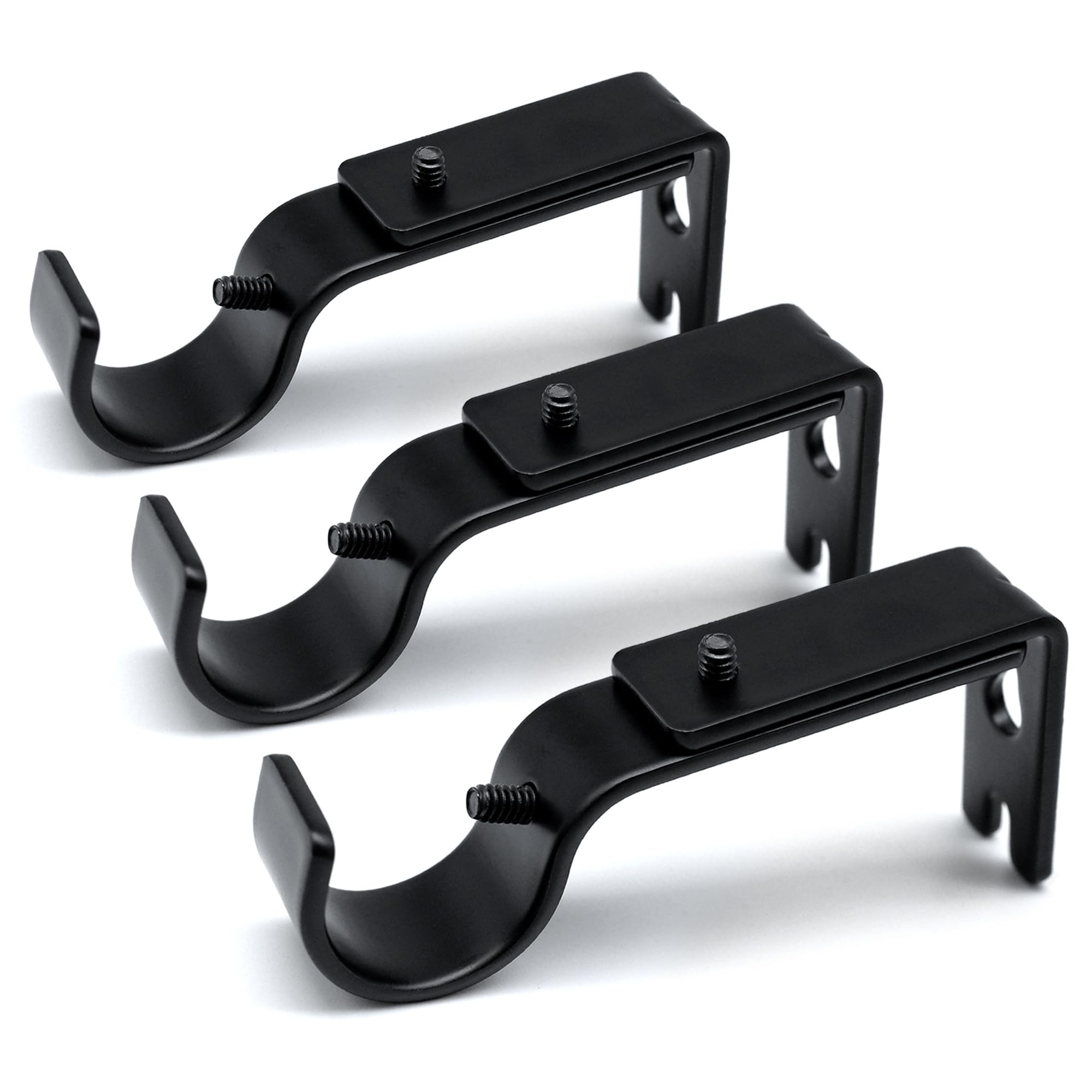 ztlab Curtain Rod Brackets Adjustable, 3 Pack Premium Rod Brackets for Wall, Curtain Rod Holder, Drapery Rod Holders Hardware Window Curtain Rod Support Hanger for 1 Inch Rod, Black