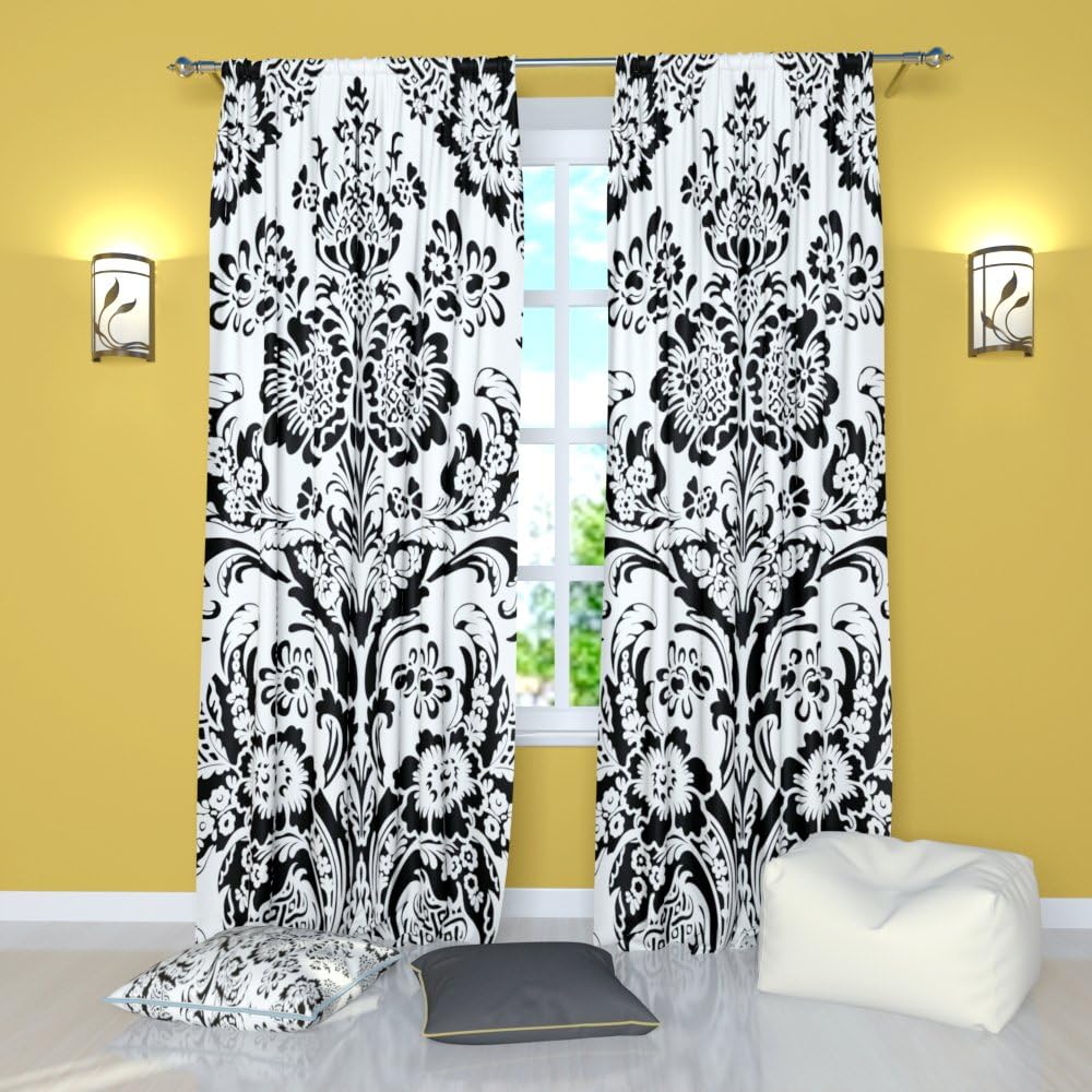 Factory4me Daisy Flower Curtains Rod Pocket Room Darkening Drapes 84 inches Long Window Panels Set of 2 Light Blue Curtains for Living Room Bedroom Kitchen Dining Room Family Room Home Office