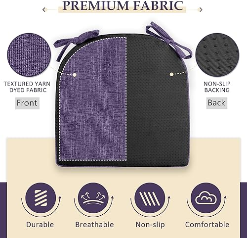 Miniatura 52 de Wellsin Chair Cushions for Dining Chairs 4 Pack - Kitchen Chair Cushions with Ties and Non-Slip Backing - Dining Chair Pads 16"X16"X2", Beige