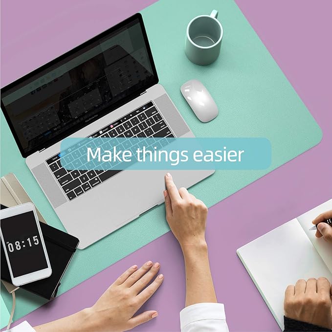 YSAGi Desk Pad, Tapete de Escritorio de Cuero Falso 80x40 cm, Azul y Verde miniatura 5