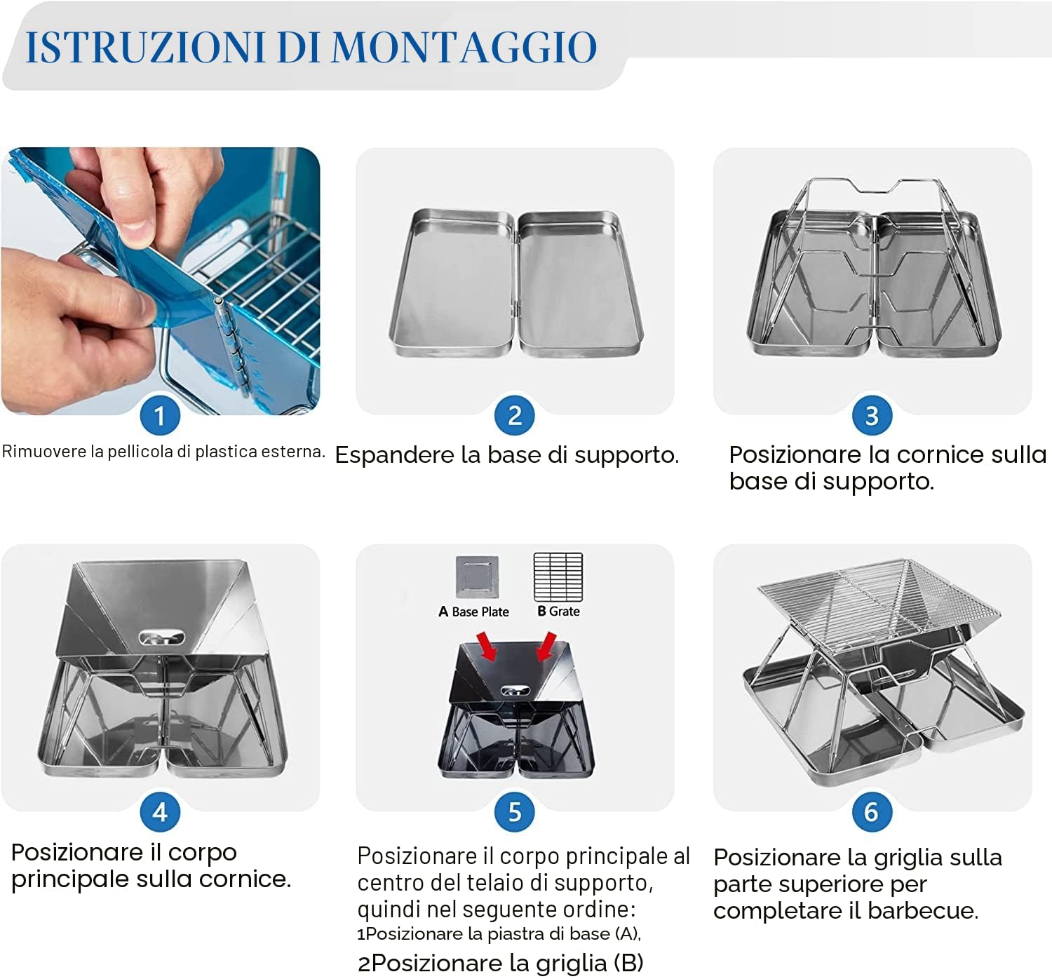 KAHEIGN Pozzo del Fuoco Dell'acciaio Inossidabile, Griglia per Barbecue Pieghevole Pozzo del Falò Portatile Griglia a Carbone a Legna Sollevabile - con Ferro Scatola, Borsa per Trasporto