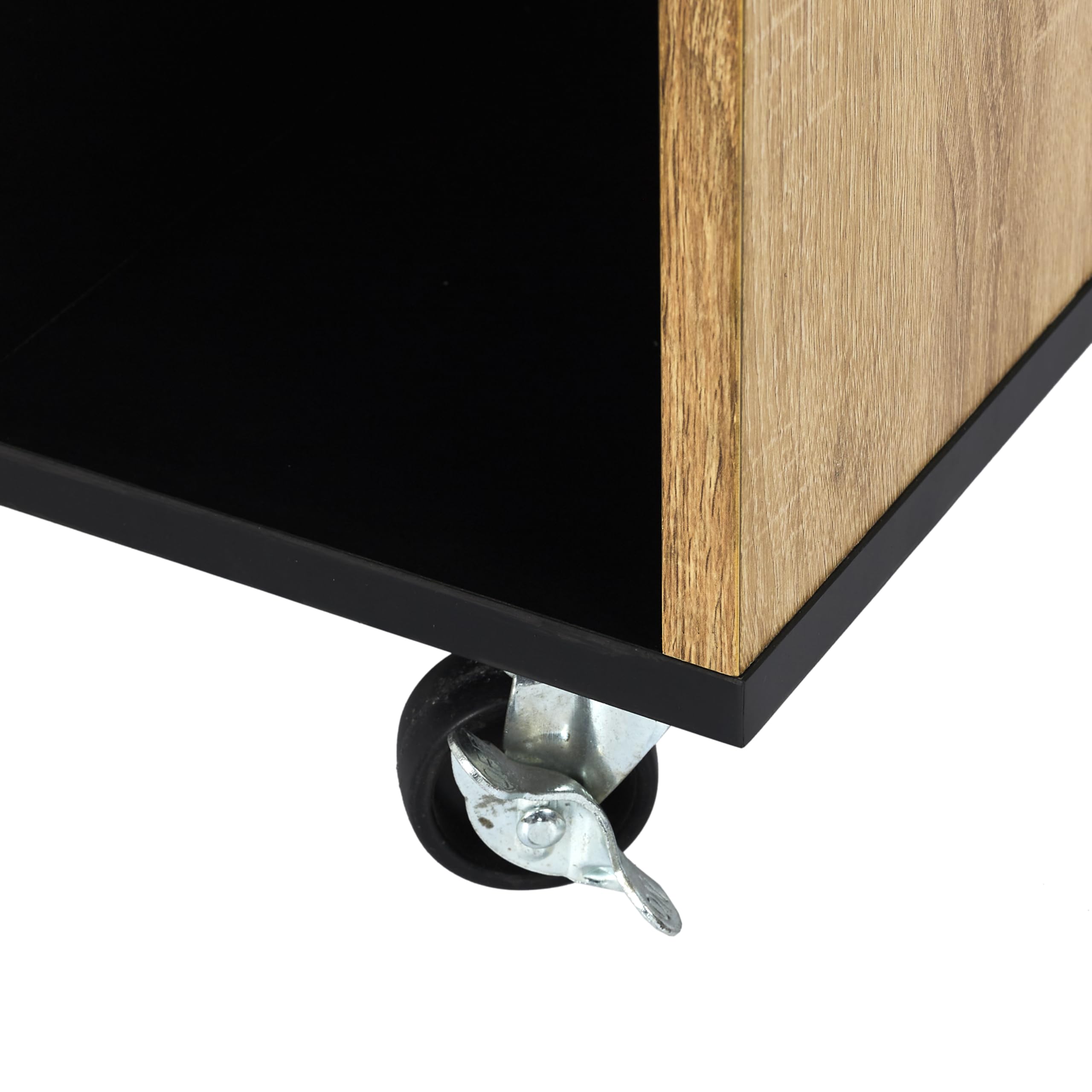 HOME DECO FACTORY Seifenspender Keramik Soft-Touch Schwarz | Küchenwagen, Holz, Mehrzweckaufbewahrung, auf Rollen, für Küche und Esszimmer, großes Modell, schwarz