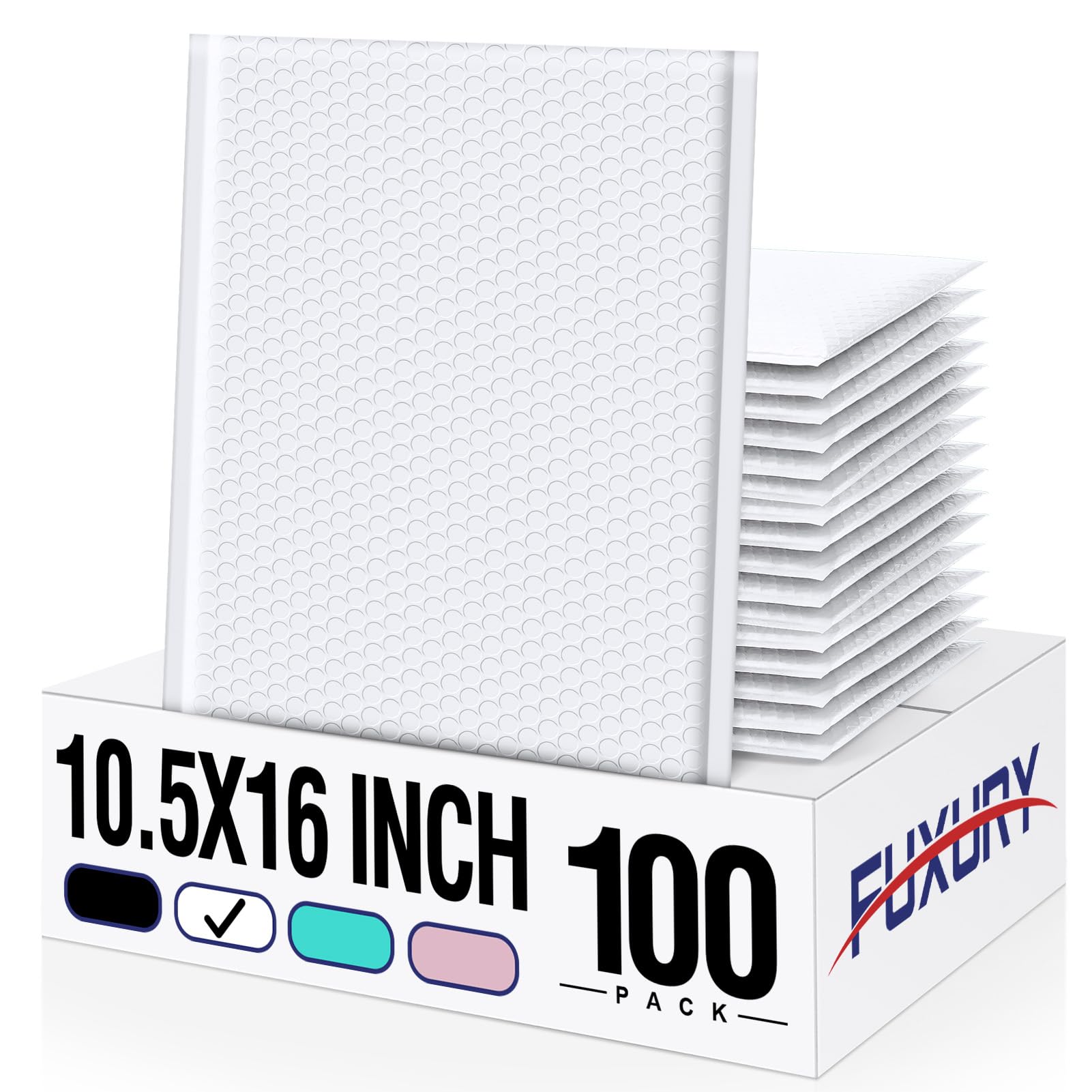 Fuxury 100 Pack Bubble Mailers Bulk 10.5x16" Thick Padded Envelopes