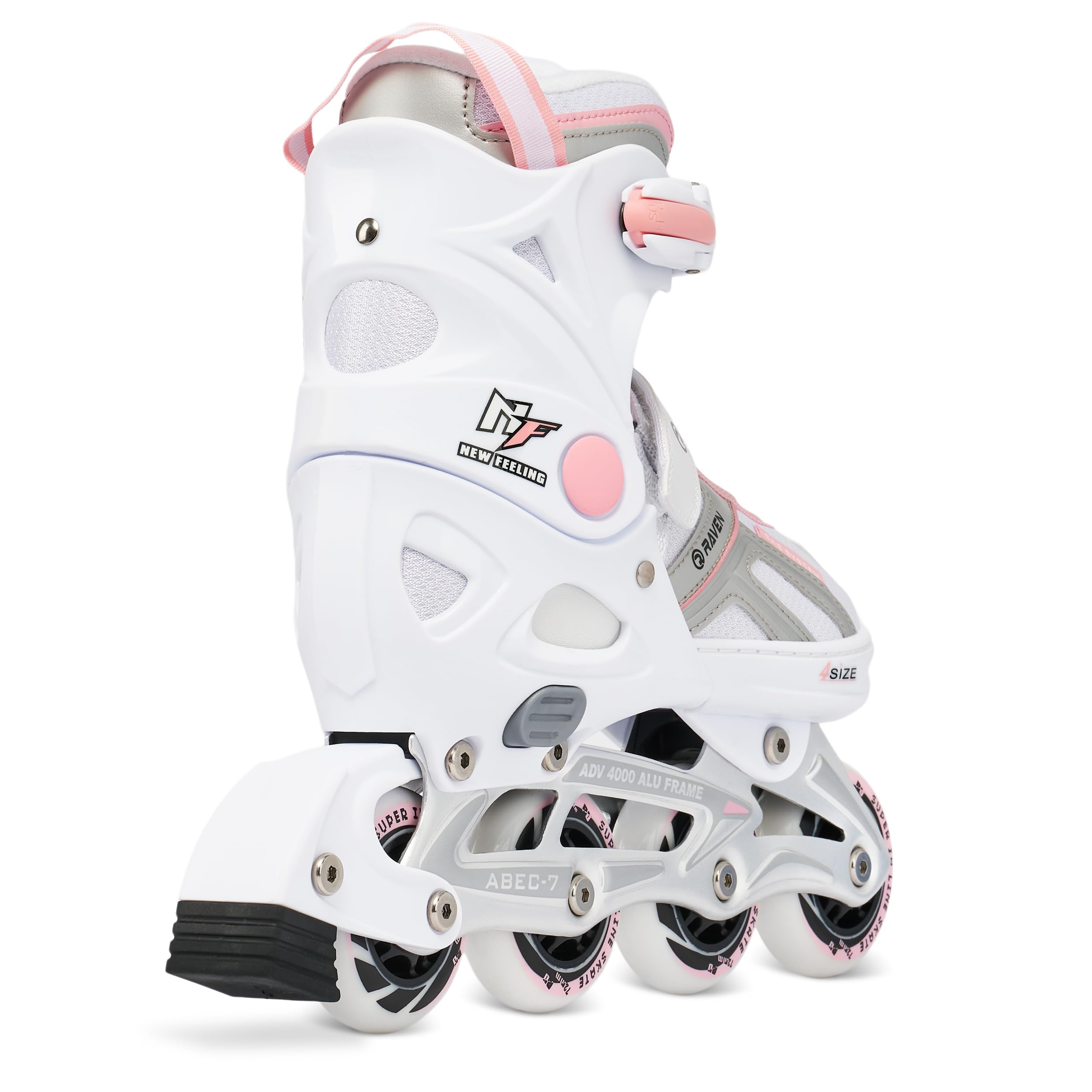 Raven – Patines para niñas, niños, Adultos y niños – Patines con Ruedas – Opción 2 en 1 con Patines de Hielo – Ajustables – Pulse Weiß, Rosa, 40-43 (25-27,5 cm)