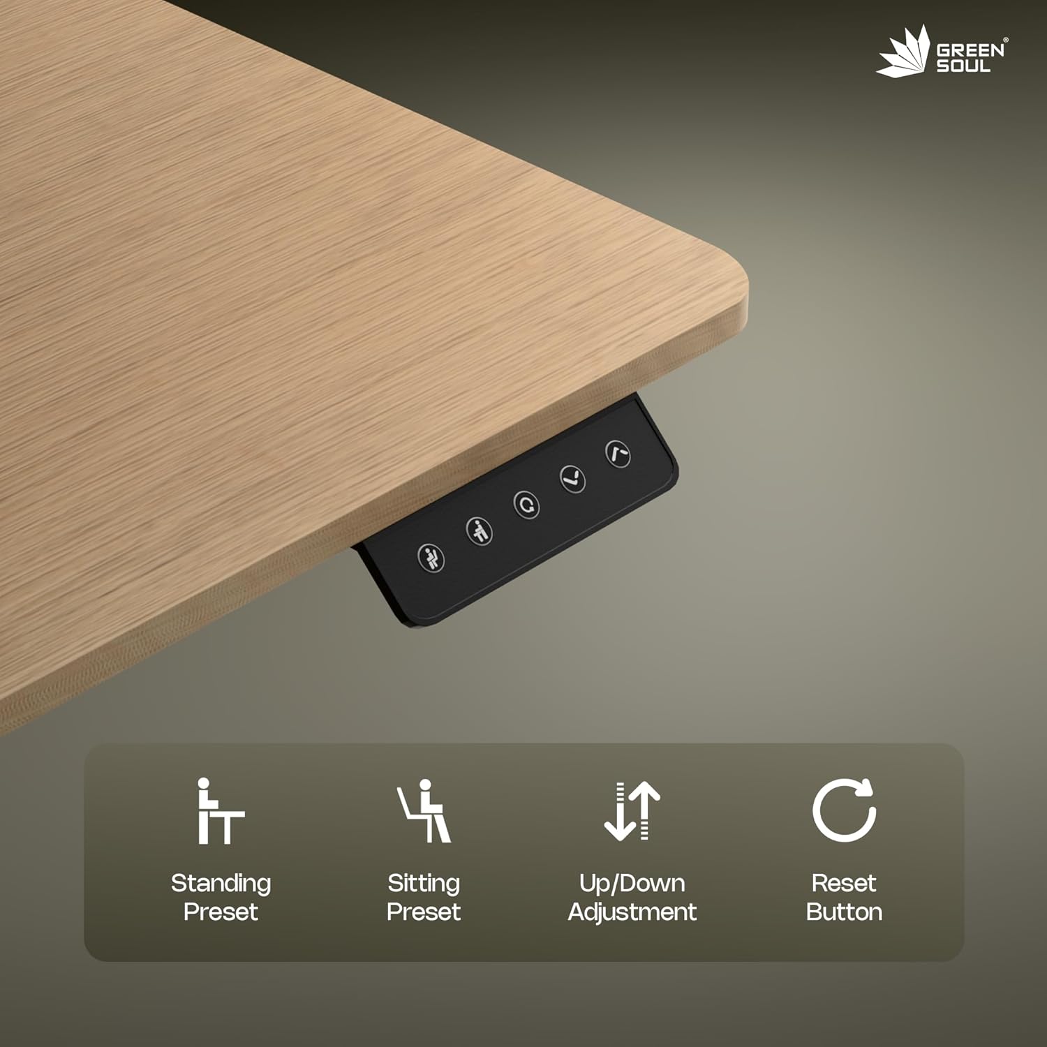 Green Soul Imperium Height Adjustable Table for Office Work | Everyday Ergonomic Desk with One Piece Top | Advance Memory Preset | 3 Year Warranty | Installation Provided (GreyOak,1100 x 600 Top) 15 71n2JVWgo9L. SL1500