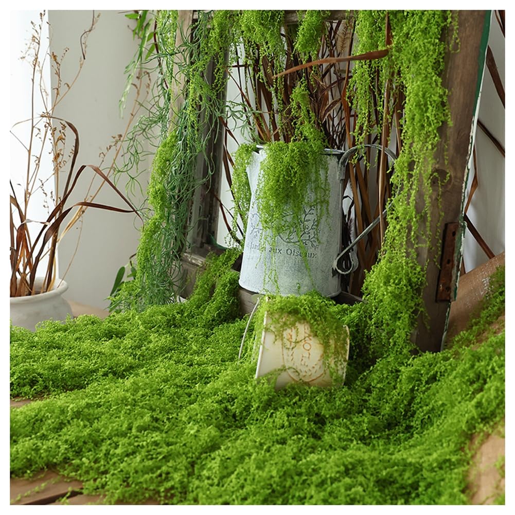 Künstliches Moos Kunstmoos zum Basteln Kunst-Moos Deko Kunstmoos-zum-Dekorieren Fake Dekomoos Bastelmoos für DIY Wand Tisch Aquarium Krippe Modellbau Hochzeit Weihnachtsdeko Dunkle: ca. 1000 g