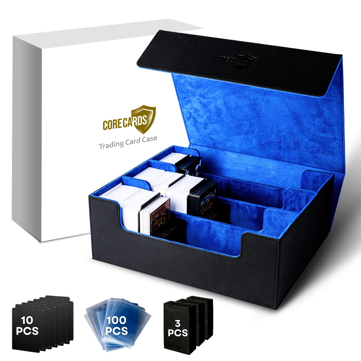 Trading Card Deck Box Storage Case - Holds 1800+ Cards, Magnetic Closure, Dividers for MTG, Yugioh, and Sports Card Collection