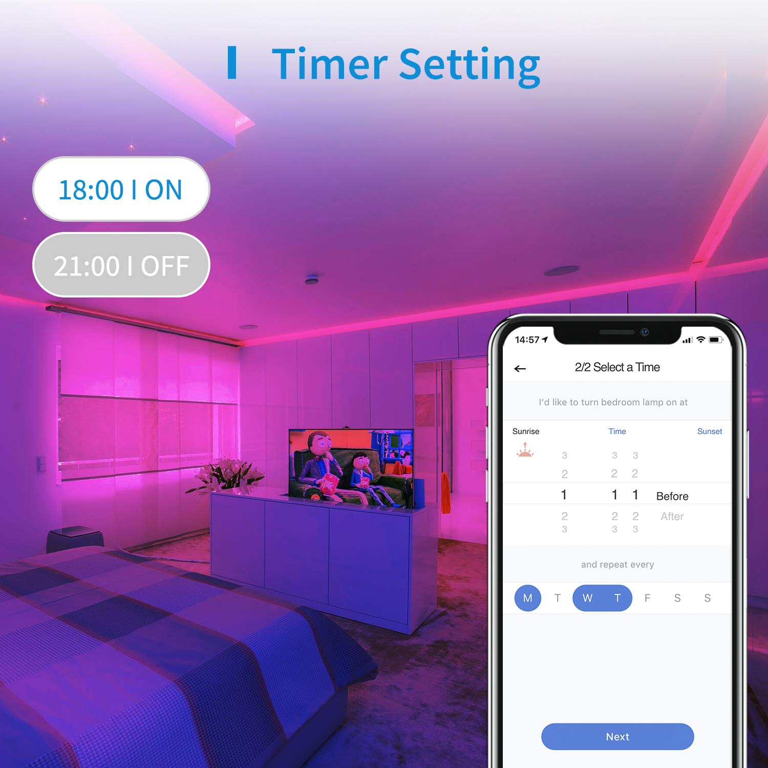 Meross Wi-Fi LED Strip Działa z Apple HomeKit, Smart RGB Strip, 12V IP20 Oświetlenie Paskowe, Elastyczne DIY Strip Działa z Siri, Alexa i Google, na Boże Narodzenie, Party, 5M x2