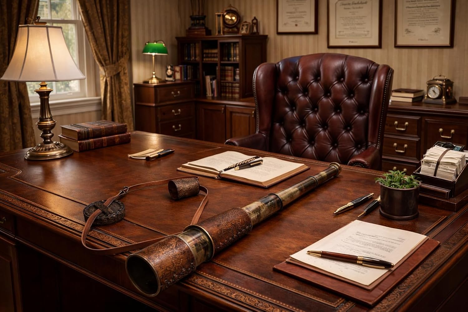 Antique Decor Spyglass Pirate Telescope with Leather Case Handheld Telescope for Adventure Enthusiasts Vintage Decor for Gifting Travellers Vintage 18"