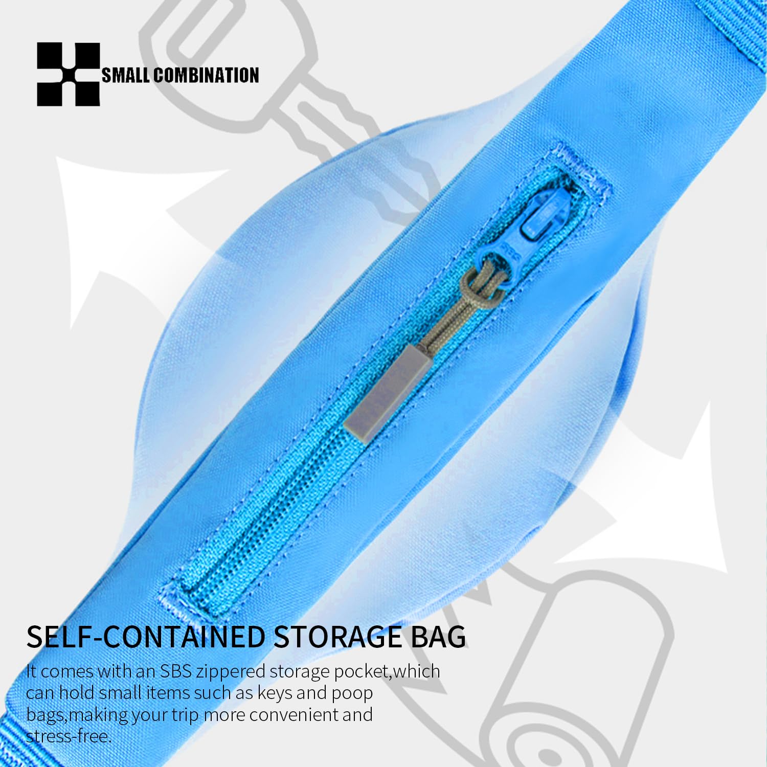 SMALL COMBINATION Dog Leash,with Metal Clip (Blue, S) - Image 2