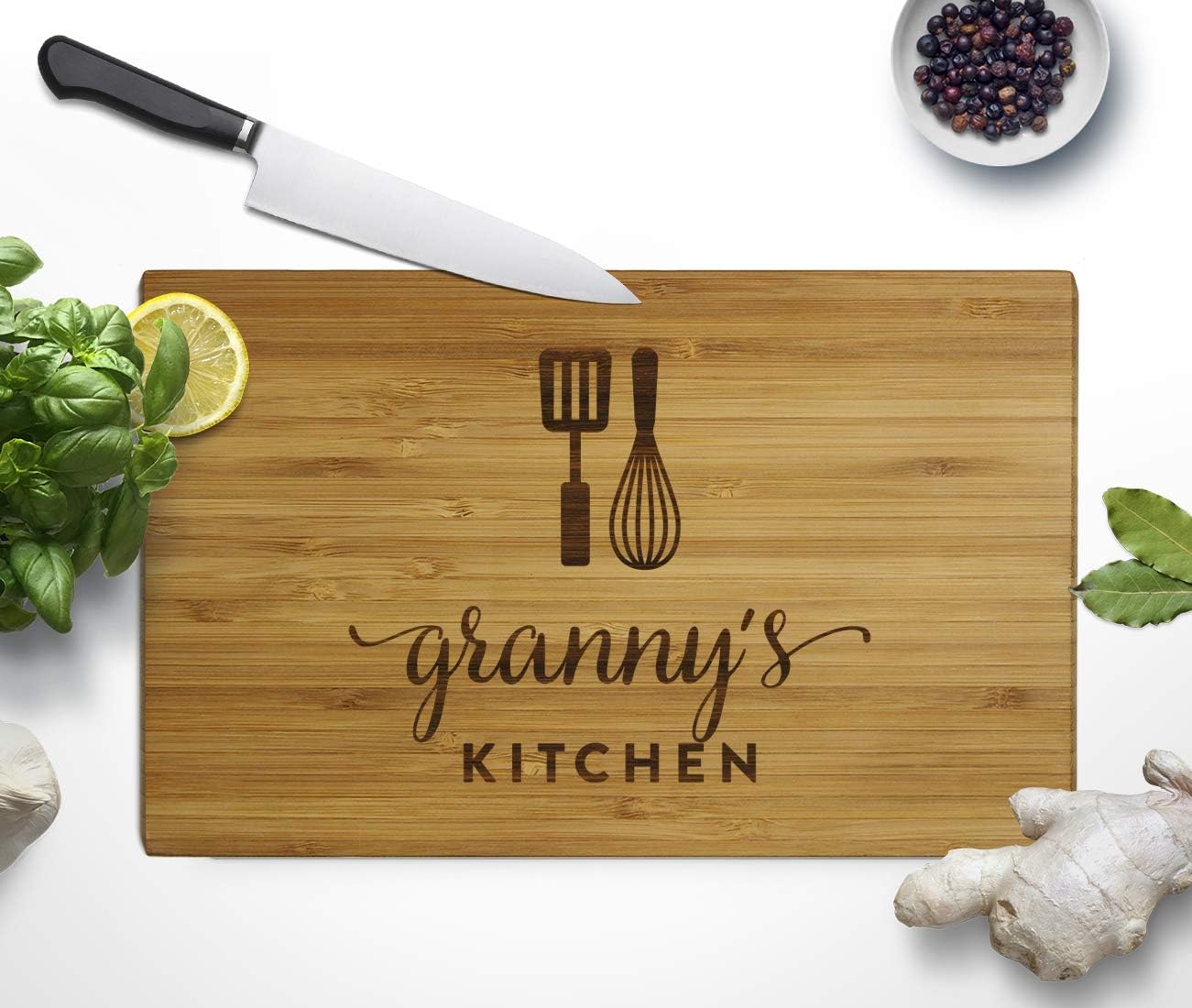 Andaz Press Laser Engraved Small Bamboo Wood Cutting Board, 9.5 x 6-inch, Granny's Kitchen, 1-Pack Mothers Day Moms Birthday Grandma Cutting Board Grandma Gift Ideas Cooking Gifts For Women
