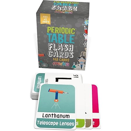 merka Educational Flash Cards - Kids Flashcards Periodic Table Scientific Elements Chemistry Science to Help Kids Learn The Periodic Table of Elements with Picture Cards