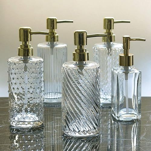 Miniatura 5 de XOUVY Agal - Dispensador de jabón de vidrio, paquete de 124, dispensador de jabón de cocina con bomba de acero inoxidable, dispensador de loción