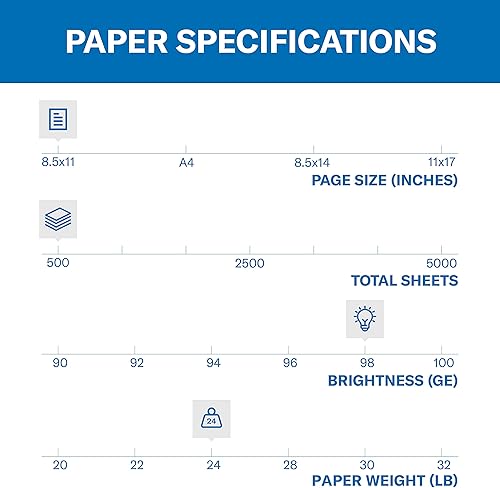 Vista 3 de Hammermill Laser Print Paper – Carta – 8.5" x 11" – 24Lb – 3 x Hole punched – Ultra Smooth – 98 GE/112 ISO brillo – 500/resma, color blanco