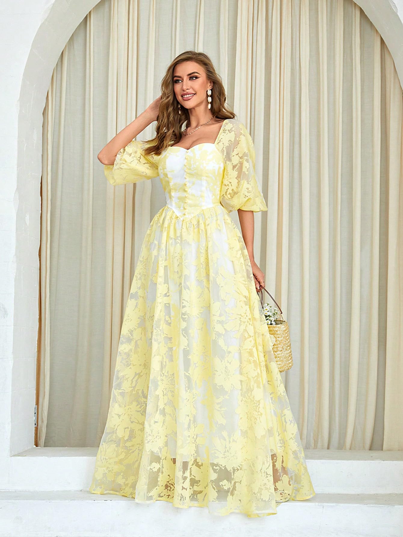 Amazon.com: Women's Dresses Floral Pattern Sweetheart Neck Puff Sleeve Mesh Overlay Dress Dress for Women (Color : Yellow, Size : Medium) : Clothing, Shoes & Jewelry Amazon.com: Women's Dresses Floral Pattern Sweetheart Neck Puff Sleeve Mesh Overlay Dress Dress for Women (Color : Yellow, Size : Medium) : Clothing, Shoes & Jewelry