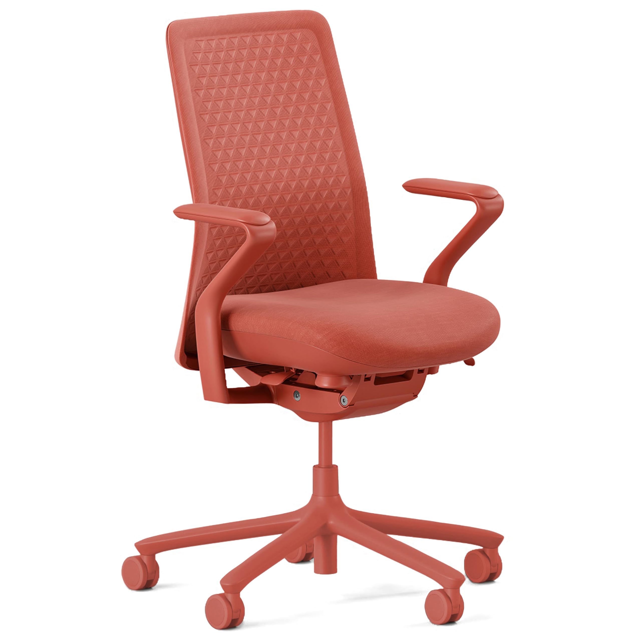 Branch Verve Chair - High Performance Office Chair with Contoured Back and Adjustable Lumbar Rest, High Density Foam Cushion with Aluminium Base - Up to 125kg - Coral