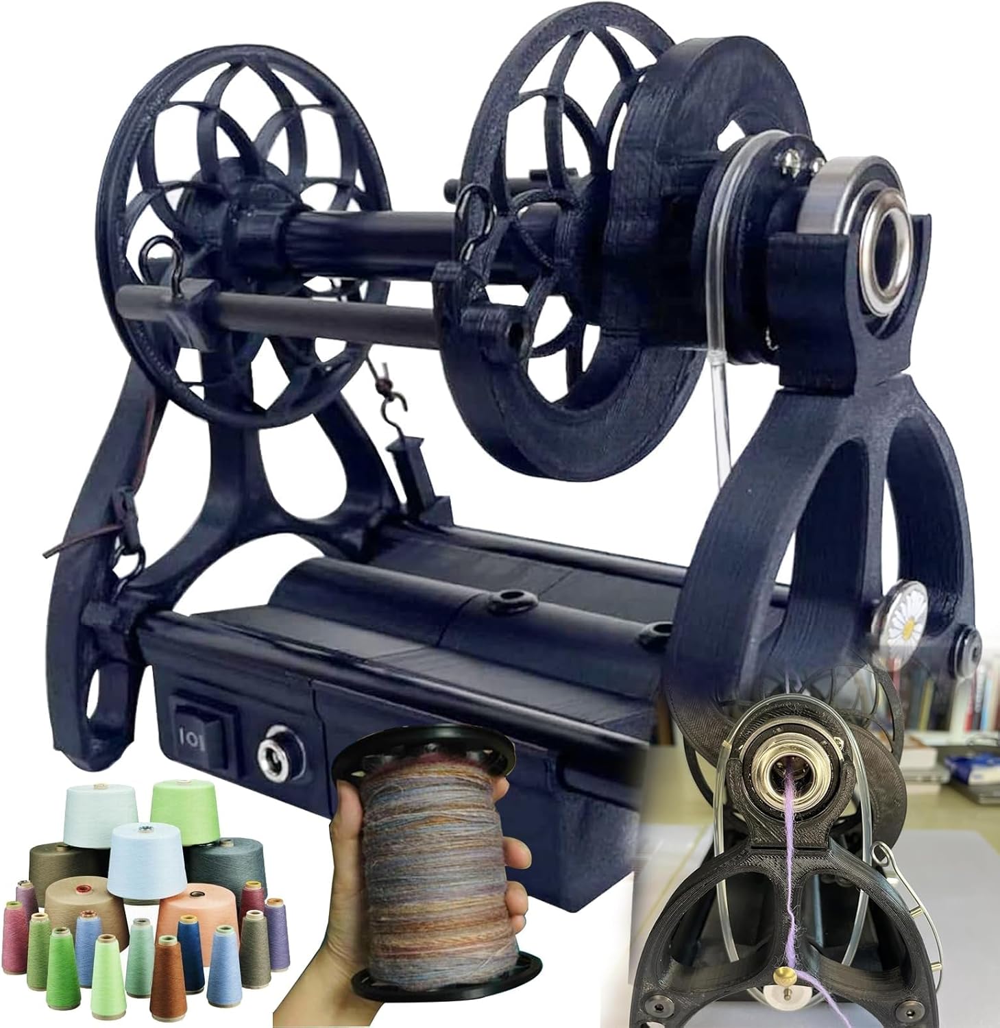 Professional Electric Spinning Wheel,Maximum Speed: 800 RPM, Capacity:120g,Forward + Reverse Shift,for Yarn Weaving