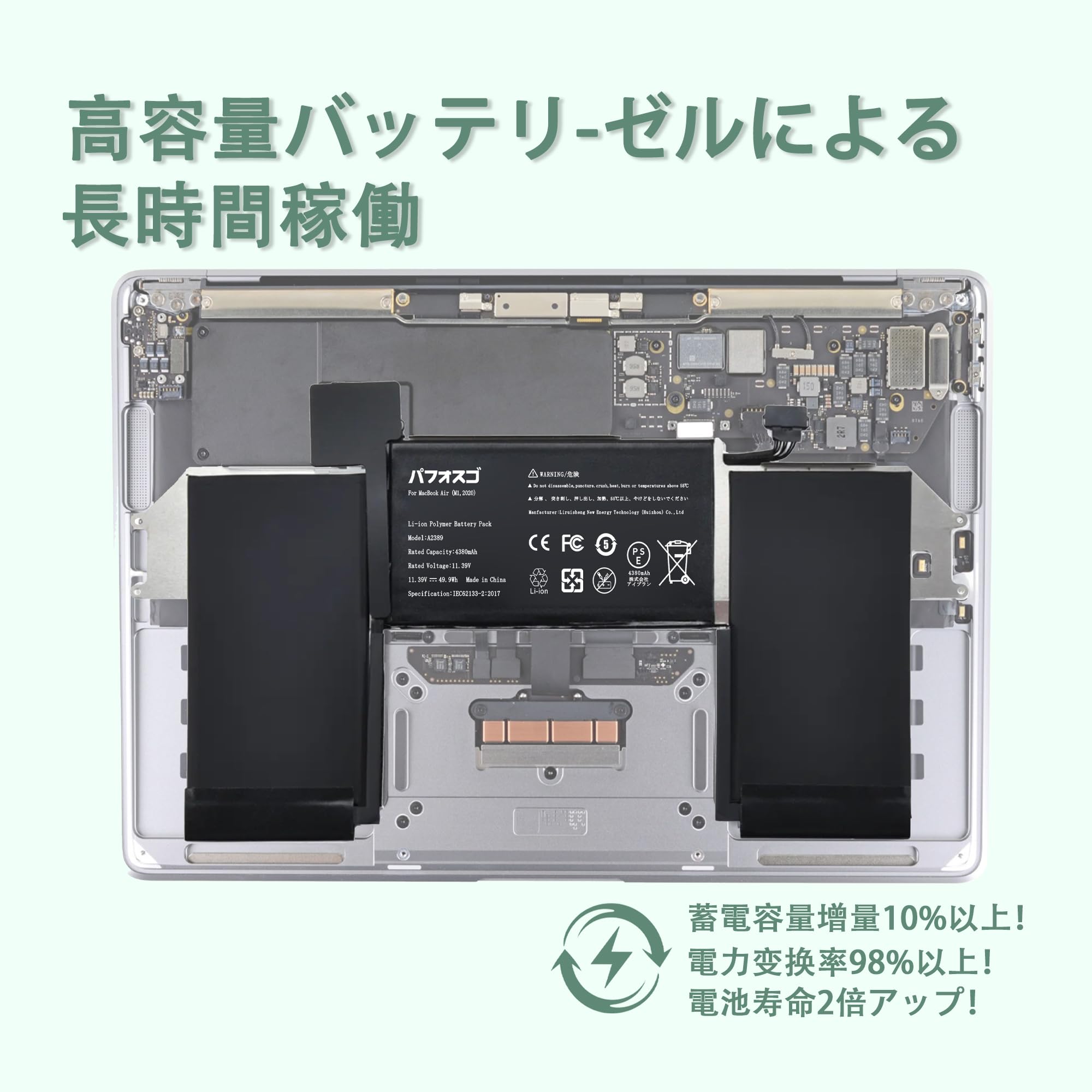 Amazon.co.jp: パフォスゴ for MacBook Air M1 2020 バッテリー 交換