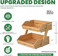 Vista 4 de GET SORTED Paquete de cesta de frutas de bambú de 2 y 3 niveles