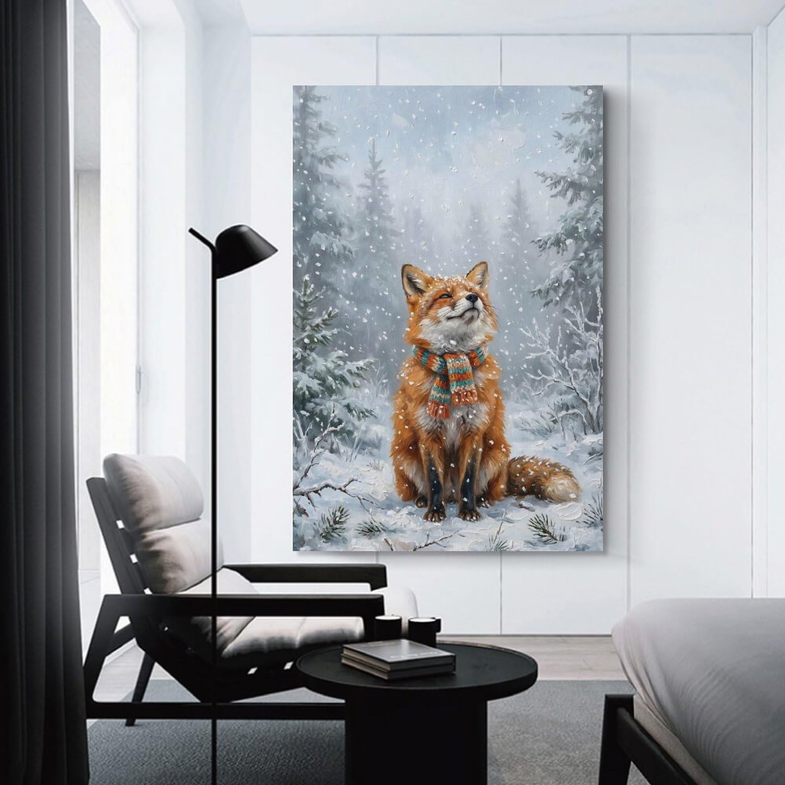 Junmoney Fox in A Winter Forest Home Decor Wall Art 08x12inch(20x30cm), for Office, Study Or Home Workspace, Home Office Artwork with Decorative Appeal