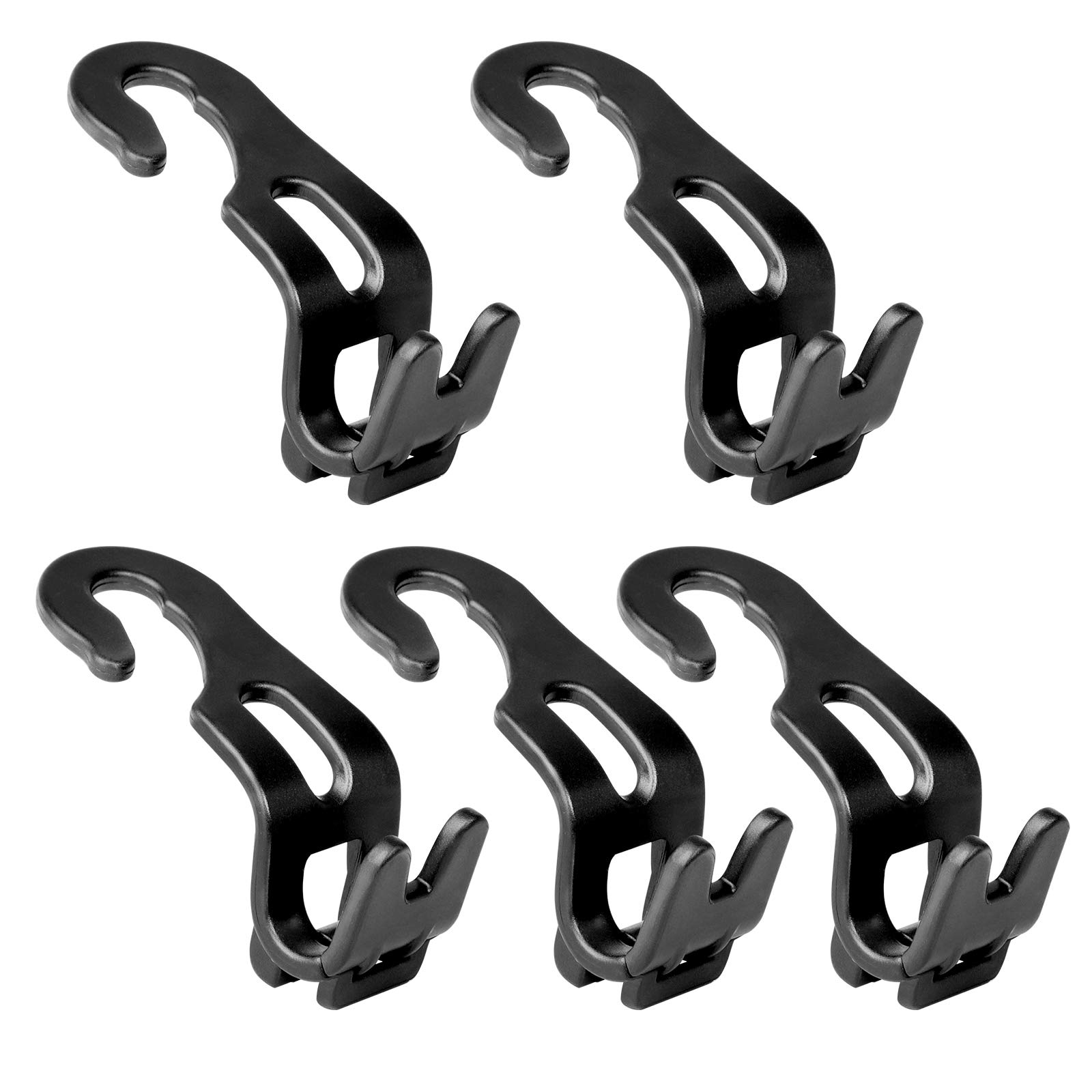 Wordka Black 2021 Newest -5 Pcs Car Rear Seat Headrest Hook, Multifunctional Thick Design Car Seat Headrest Hooks，Purse Hook For Car Handbags Wallet Kettle Umbrella Coats Grocery Bags Trash Bags & More