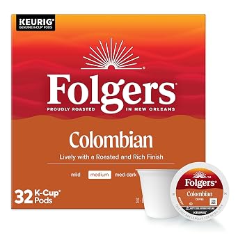 Folgers Colombian Coffee, Medium Roast, Keurig K-Cup Pods, 32 Count Box