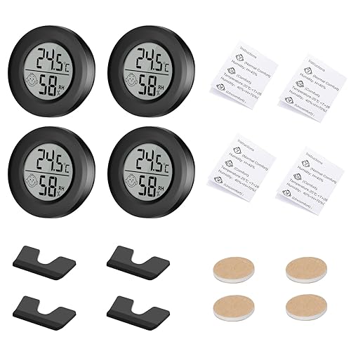 Miniatura 7 de Termómetro higrómetro de 4 piezas, mini termómetro de interior, termómetro digital LCD higrómetro de habitación y monitor de humedad, medidor de