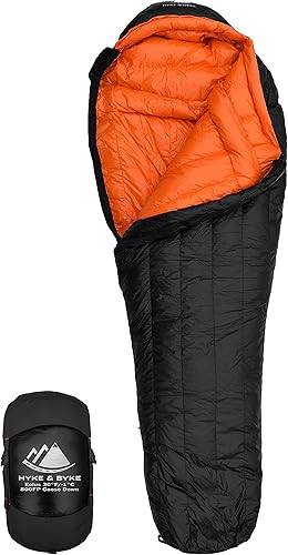 Hyke & Byke Eolus 30 F Hiking & Backpacking Sleeping Bag - 3 Season, 800FP Goose Down Sleeping Bag - Ultralight - BlueLime Green - 87in - Long
