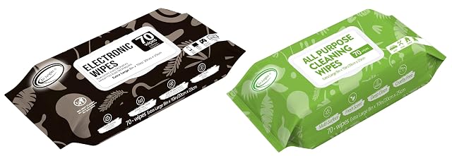Air Jungles Multi-Surface Cleaning Wipes Bundle Electronic All-Purpose Wipes 70 Count Each Extra Large 8x10