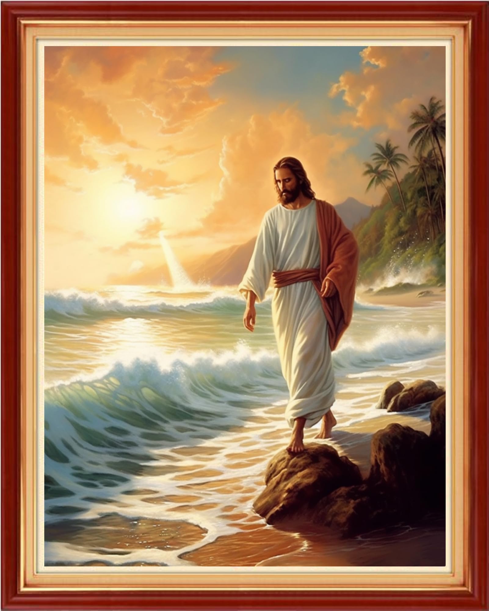 Joyhoor Kits de punto de cruz para principiantes, suministros de punto de cruz estampados, kits de bordado preimpresión para adultos, kits de punto de aguja, patrones de bordado de 11 quilates, Jesús