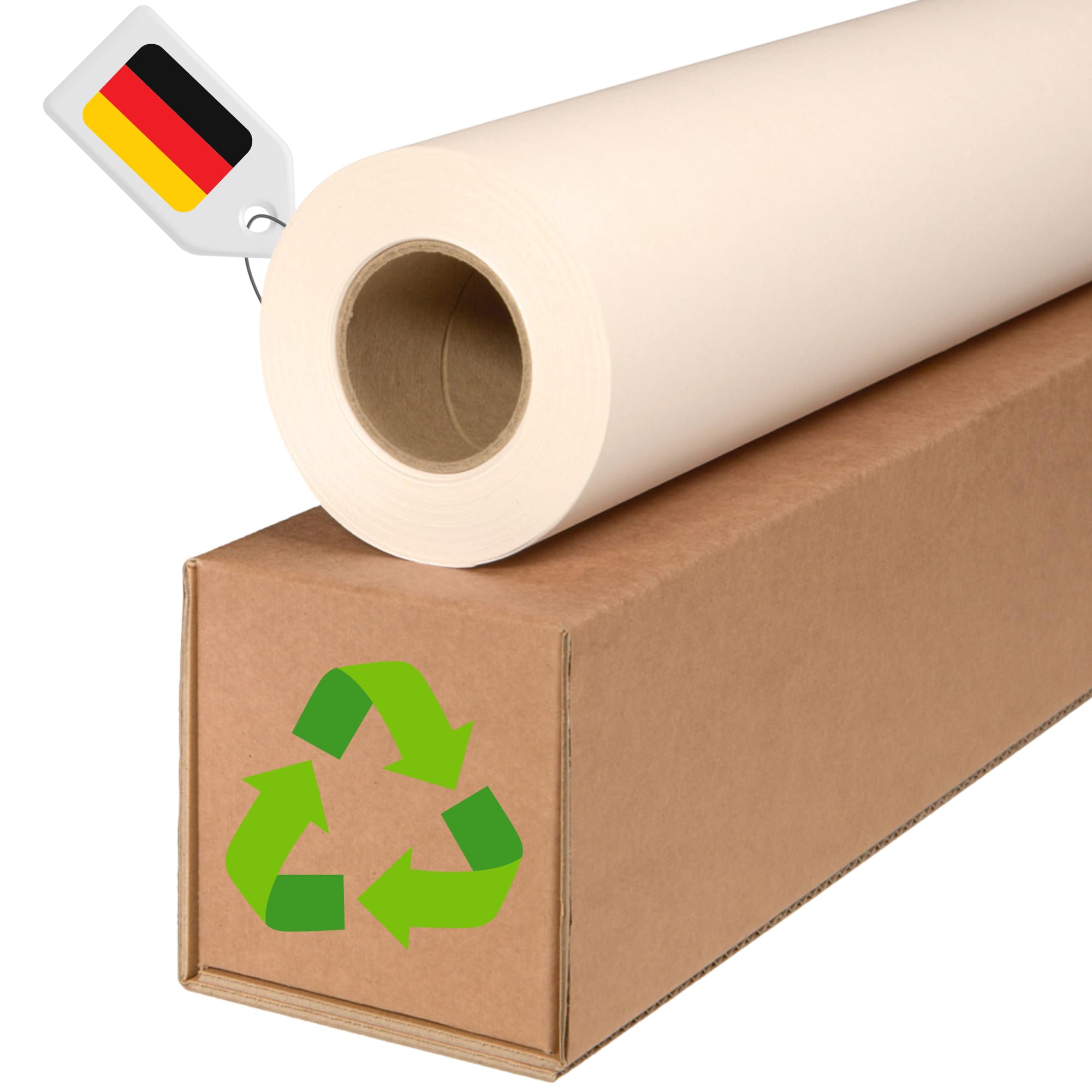 Carta per plotter 90 g/m² 100% riciclata 610 mm × 45 m manicotto 50 mm non rivestita per CAD e disegni tecnici