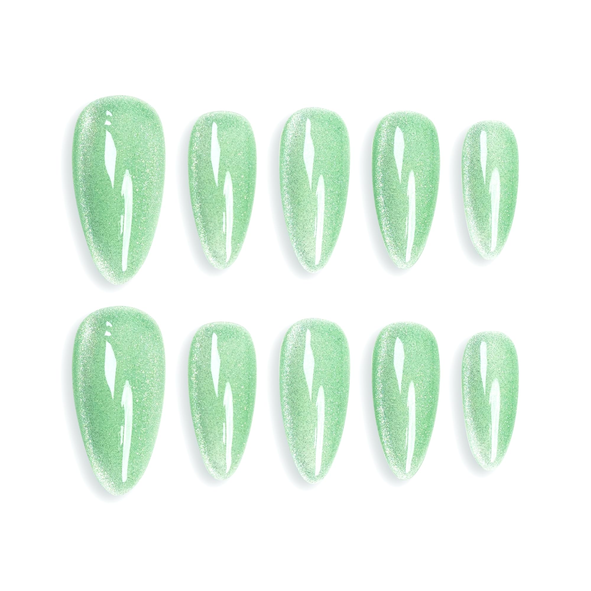 Sun&Beam Nails Handmade Press-on Medium Long Almond Fuchsia Pink Cat Eye Design Charming False Nail Tips 10 Pcs (#124 L) — view 59