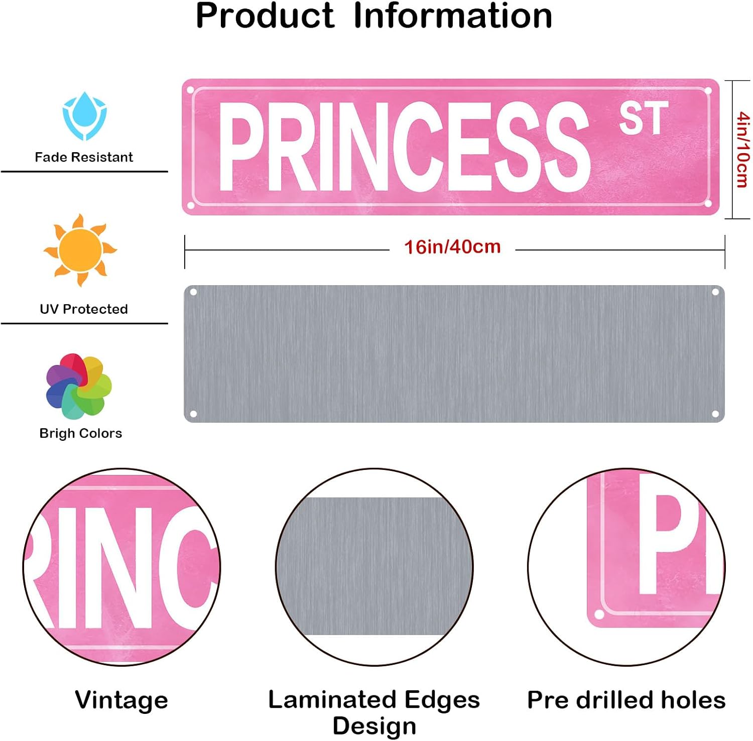 Pink Metal Tin Sign – Cute Princess Room Wall Decor for Home Bar Bedroom or Dorm, Gift for Friends 16x4 Inches (710)