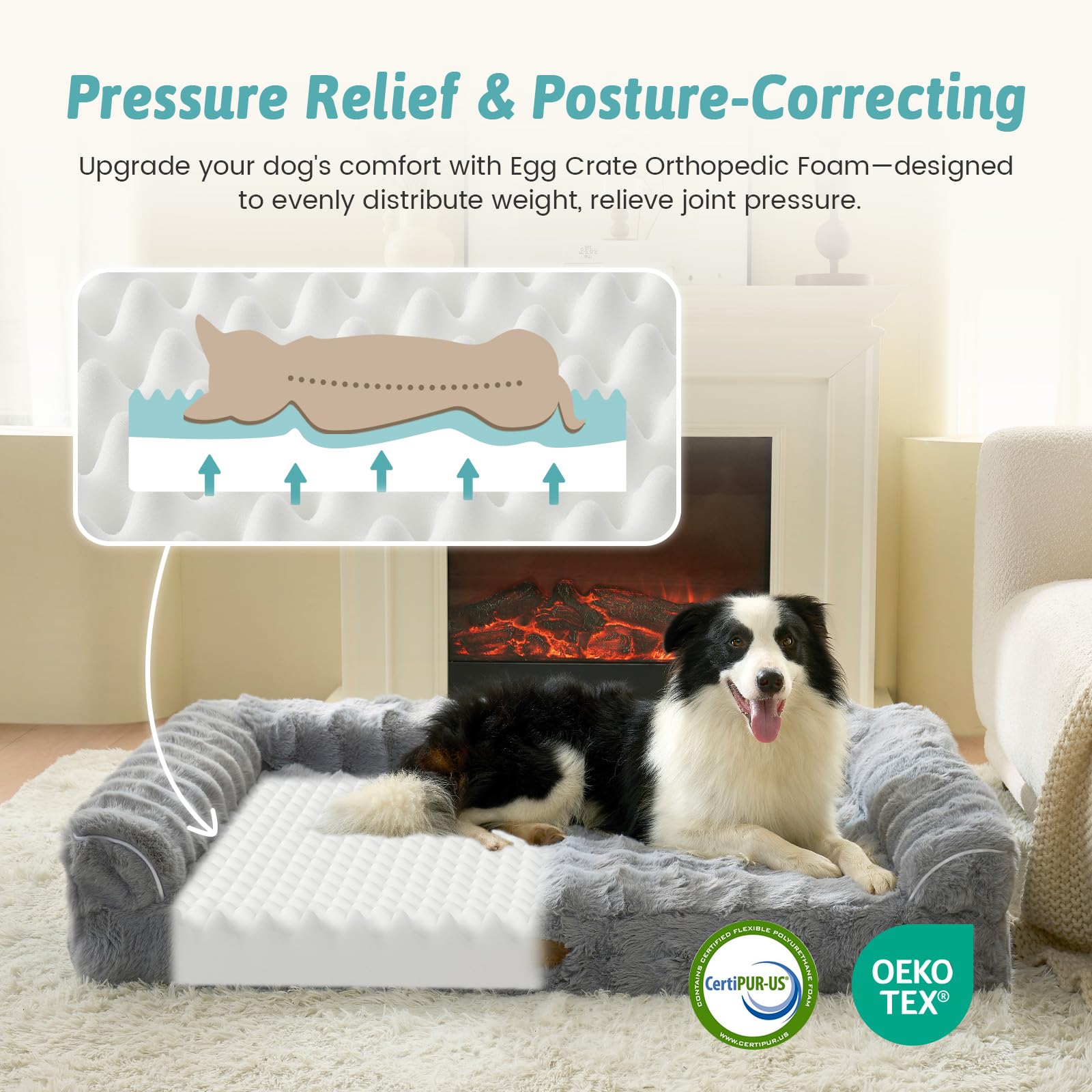Lit pour Chien en Similicuir, Lit OrthopéDique pour Grands Chiens, Canapé avec Rembourrage en Mousse à Soutien éLevé Et Housse ImperméAble, AntidéRapant, Doux, Chaud, Lavable, Taille XL