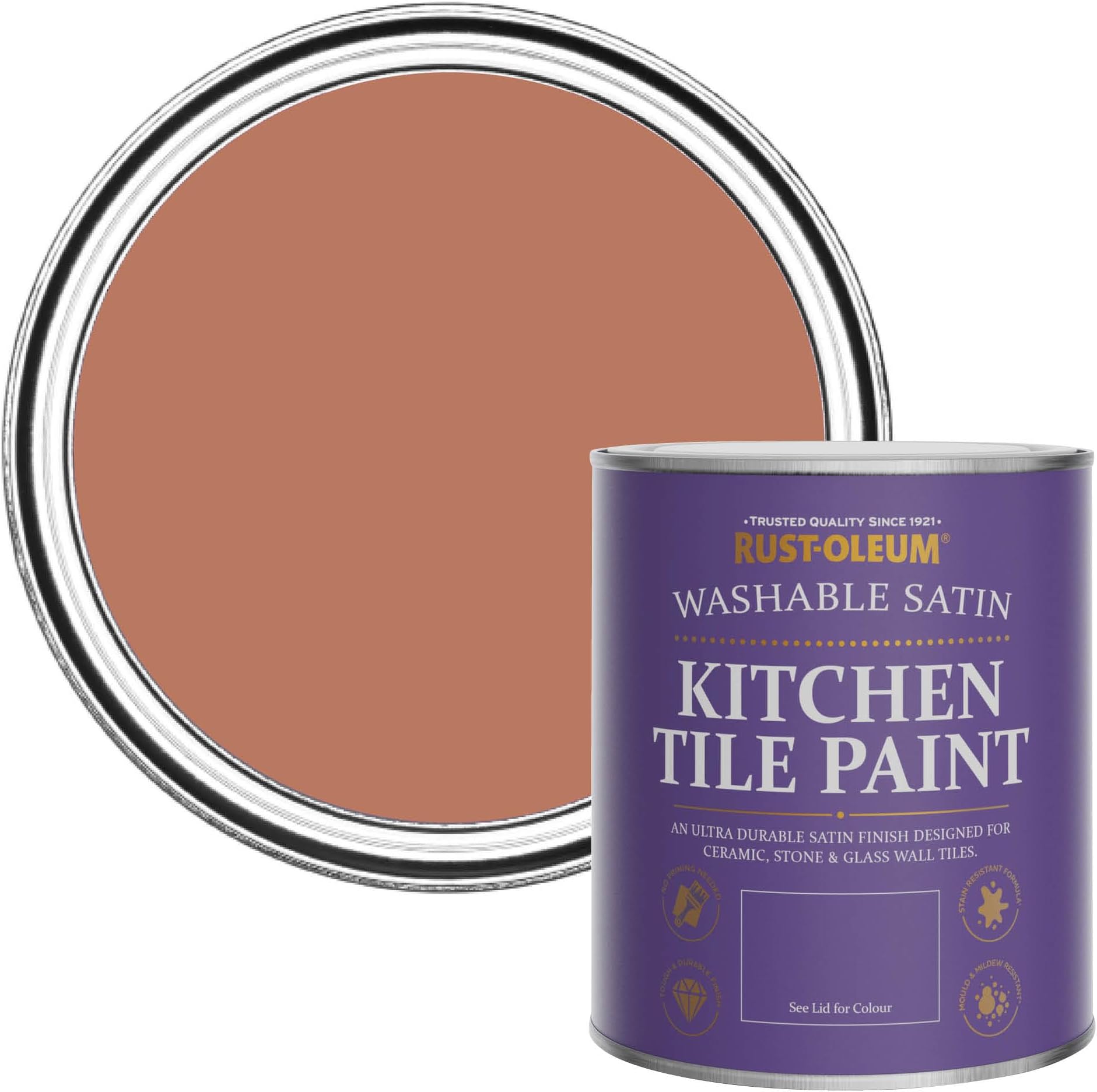 Rust-Oleum Red water resistant Kitchen Tile Paint in Satin Finish - Siena 750ml