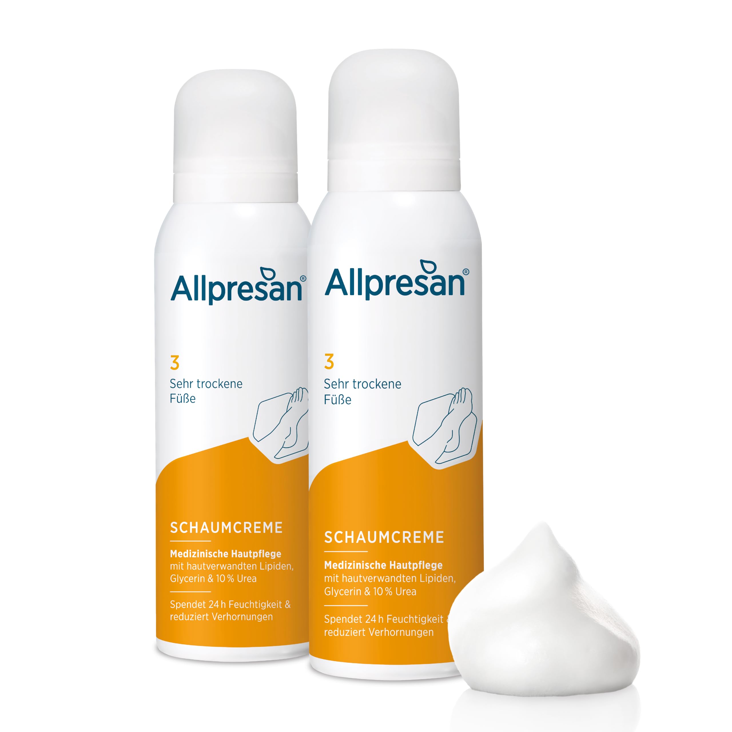 Allpresan Fuß spezial Nr. 3 Schaum-Creme - Fußcreme für sehr trockene Füße - Zur täglichen Fußpflege sehr trockener Haut 125 ml (2er Pack)