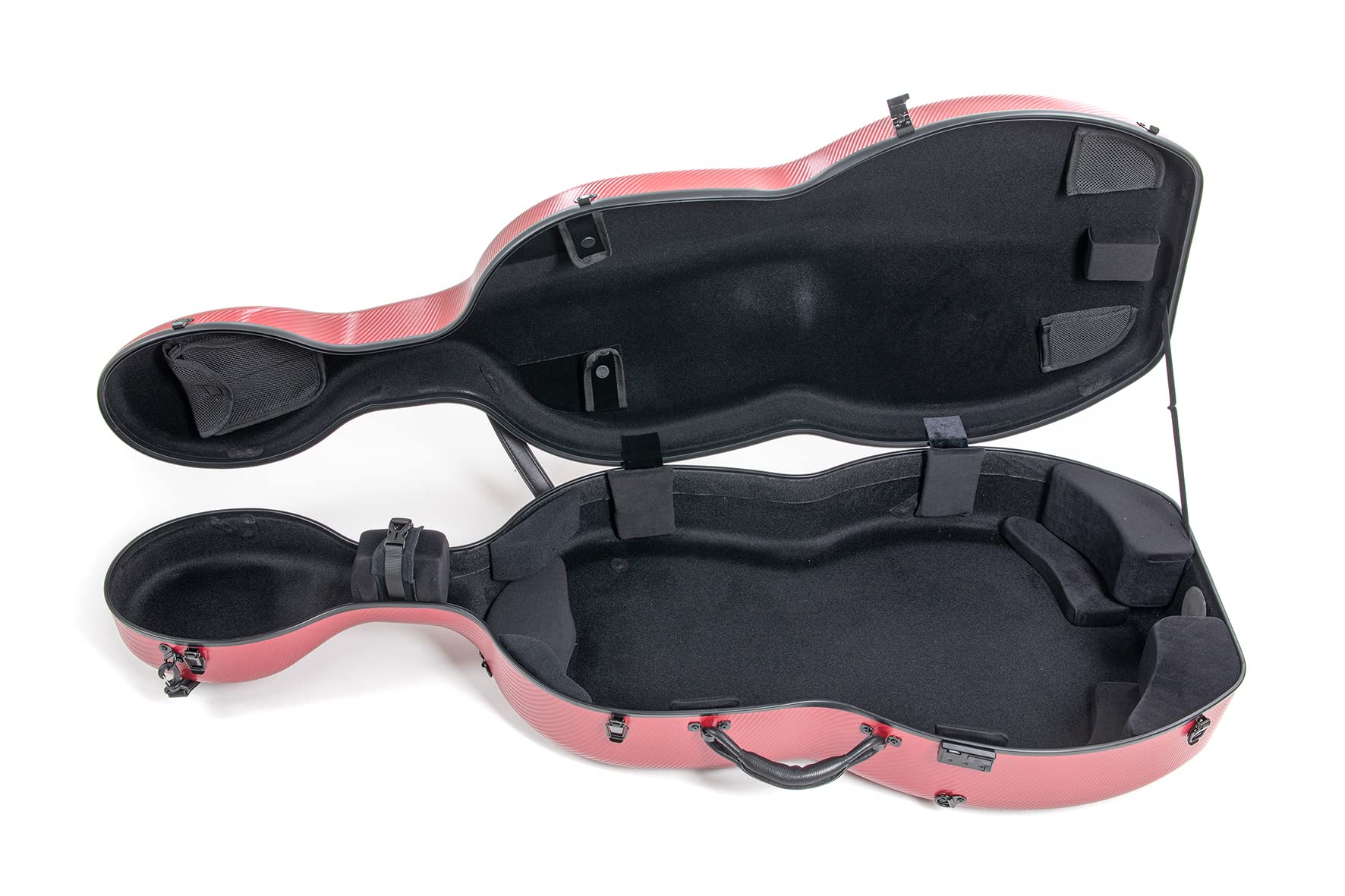 GEWA custodia per violoncello in policarbonato 4/4 rosso con cinghie a zaino, maniglia laterale e ruote (Rolly)