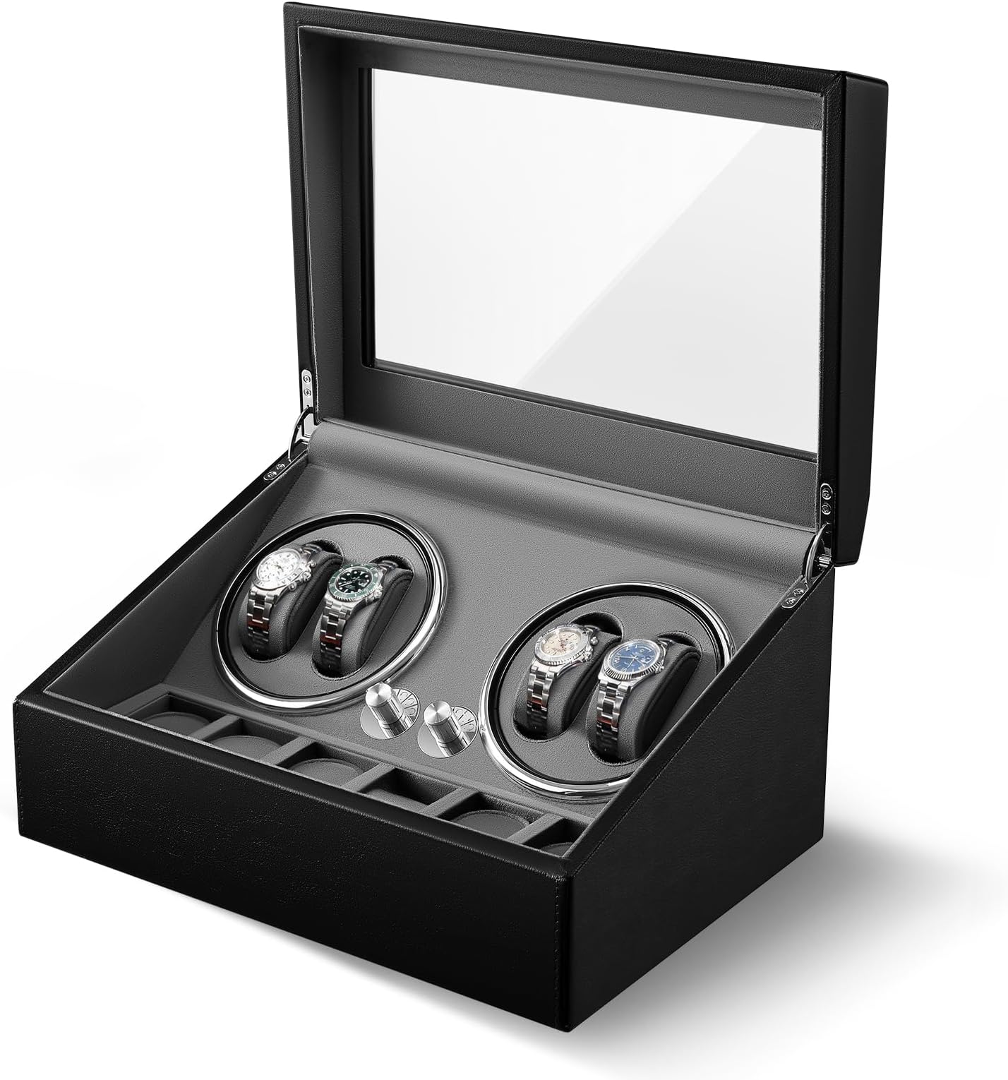 – Automatic Watch Winder, Watch Winder Box for 4 Watches, Self Winding Watch Box Dust-Proof Watch Display Box with 4 Winder Positions and 6 Storage Space, Perfect for Men Women Watch Enthusiasts