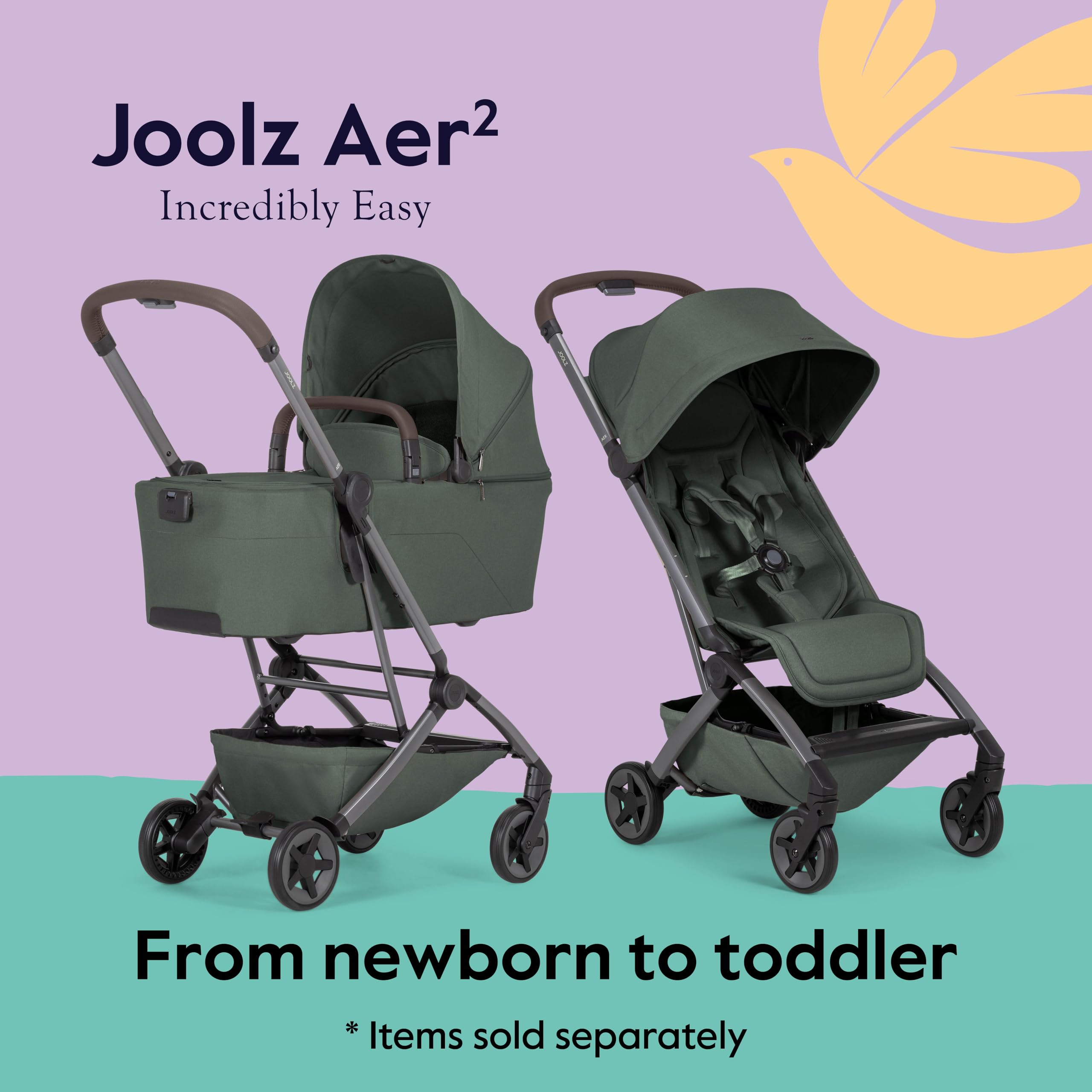 Amazon.com : Joolz Aer2 Lightweight Travel Stroller for Baby & Toddler   One-Hand Fold, Compact Carry-On Airplane Approved, Reclining Seat, UPF 50+  Canopy, Travel Pouch, Baby Net  Forest Green : Baby