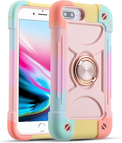 MARKILL Funda compatible con iPhone 6 Plus6S Plus, funda para iPhone 7 PlusiPhone 8 Plus de 5.5 pulgadas con soporte de anillo, resistente a prueba